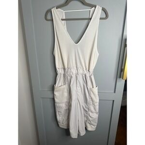 FP‎ Movement Free People Hot Shot Cargo Romper Off White Mesh V-Neck Small